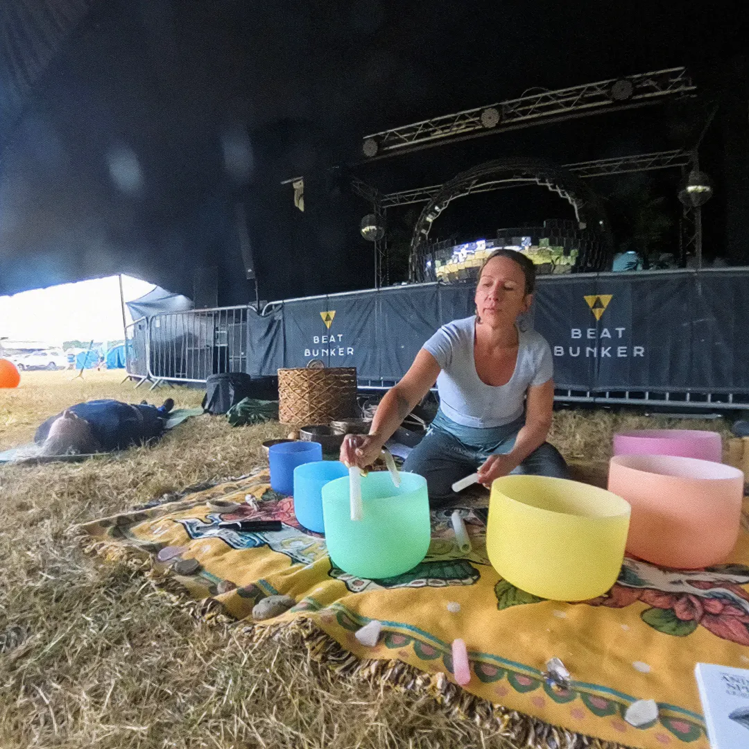 A sound healing session with gongs and singing bowls
