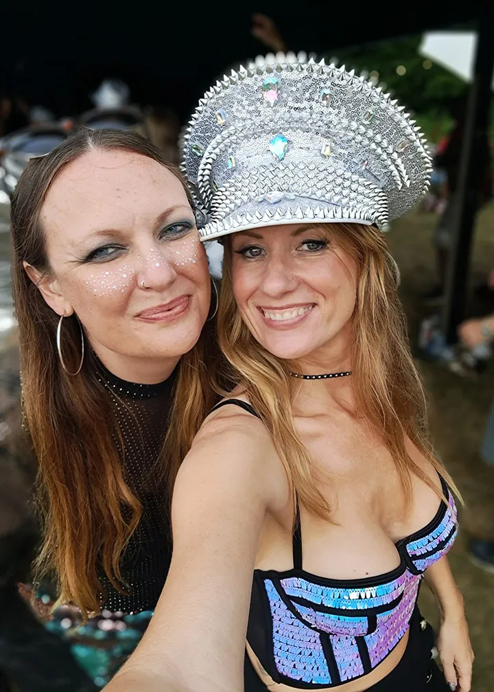 Two festival-goers enjoying Beat Bunker 2024.