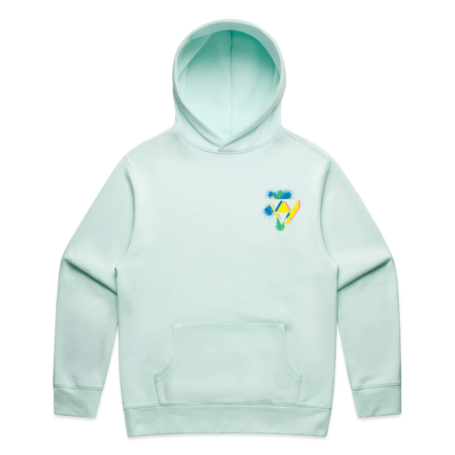 Seafoam Relax Hood, front: triangle logo on the chest.