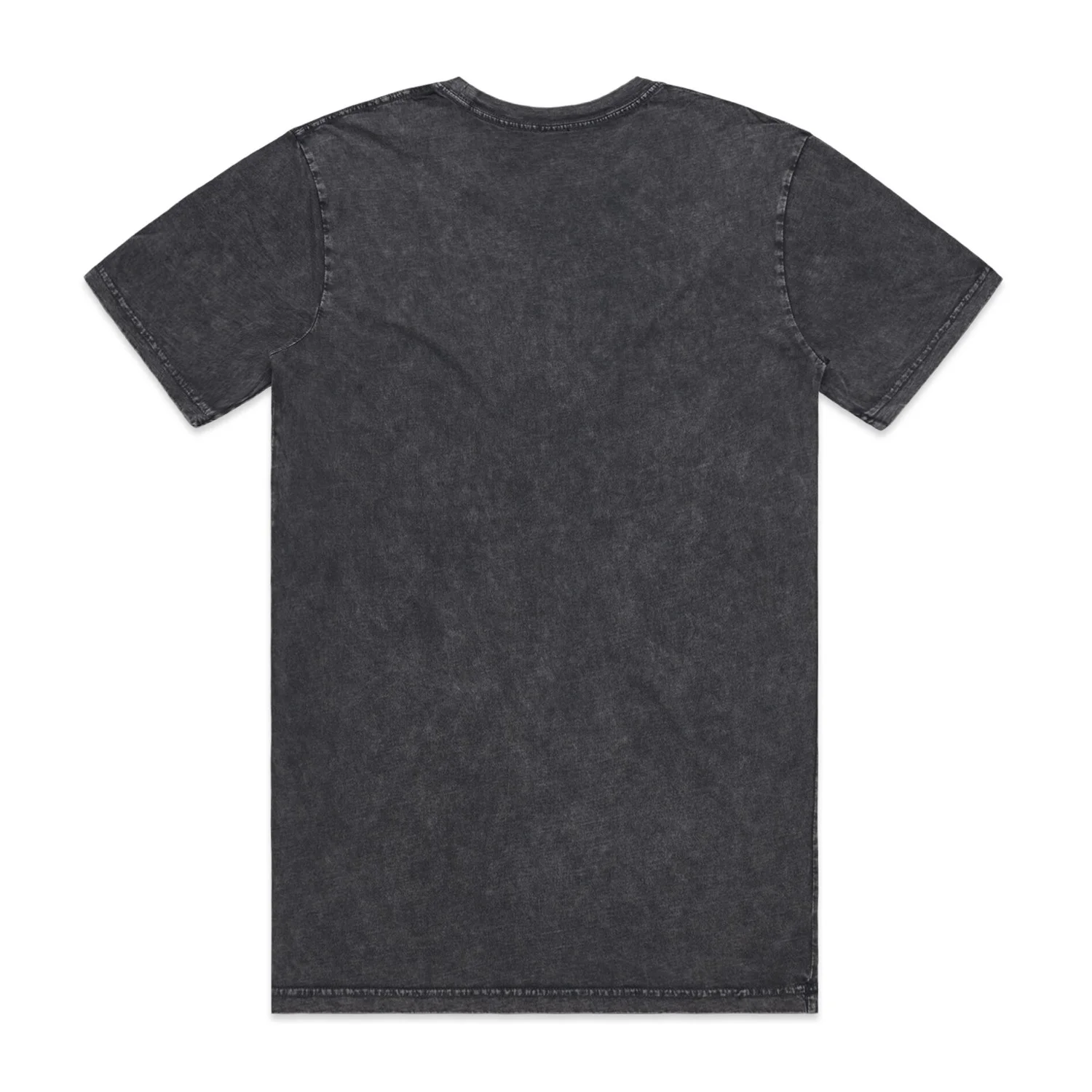 Black stone wash tee, back view.